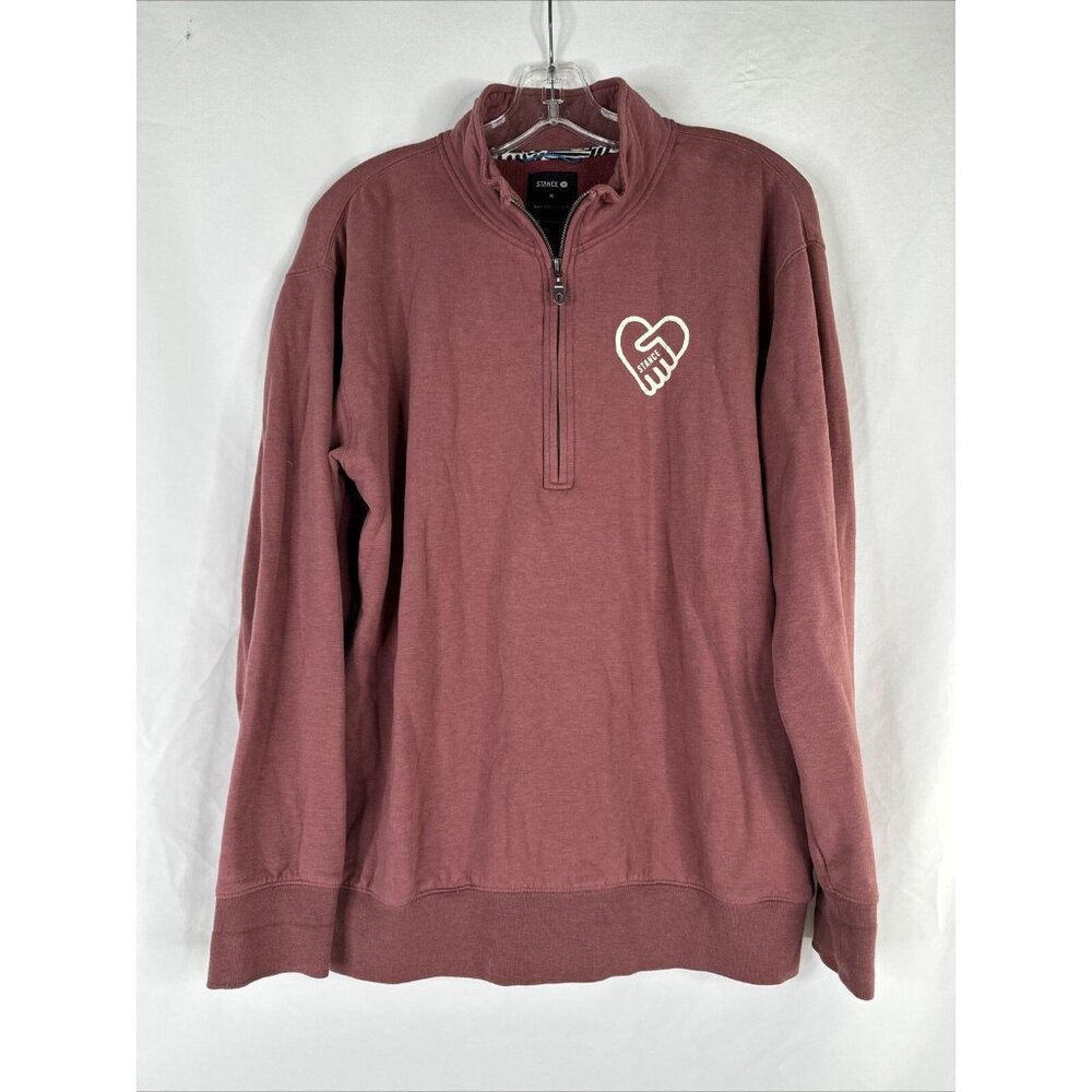 Stance Butterblend Half Zip Sweater Mens Size M Red Long Sleeve Pullover